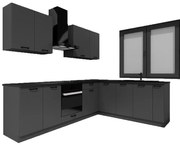 Zestaw mebli kuchennych narożnych grafit 260 cm P8-D97