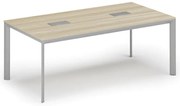 Stół konferencyjny PRIMO INVITATION, 200x100 cm, dąb naturalny + 2x port blatowy TYP I, srebrny
