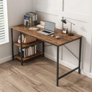 Biurko komputerowe – metalowe, styl gamer, design loftowy/industrialny, 2 półki boczne, 120 cm