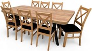 Zestaw Stół rozkładany Zaowal 90x90/190 cm + 8 Krzeseł Dąb Craft + Velvet + nogi drewniane Y