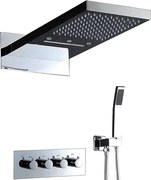 Zestaw Prysznicowy Wbudowany Termostatyczny LED Chromowany Rzym z 3 Funkcjami