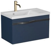 Szafka pod umywalkę VOG 69 cm granatowa półmat z czarnym uchwytem KROFAM