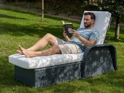 Leżanka ogrodowa z szarego technorattanu MATTO