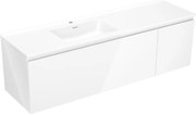 Mexen Orio szafka łazienkowa 160 cm z umywalką Otis lewą, 1S, 1D, biała połysk - 91A13-16047-3-BBFF00-W18L00
