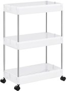 Biały regał z 3 półkami na kółkach B0-K78