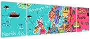 Obraz - Dziecięca mapa Europy (170x50 cm)
