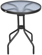 Outsunny Stół Ogrodowy Balkonowy Bistro Metalowy z Szybą Bezpieczną Okrągły 60cm Wysokość 70cm | Aosom PL