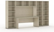 Biblioteka INTEGRO z wbudowanym biurkiem, 3350x700/400x1923 mm, dąb naturalny