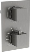 Mexen Cube termostatyczna bateria wannowo-prysznicowa 2-wyjściowa, gun gray szczotkowany - 77502-66