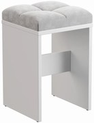 Biały taboret z szarym welurowym siedziskiem F1-W62