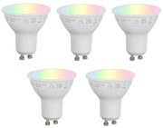 Zestaw 5 inteligentnych żarówek LED GU10 50mm z możliwością ściemniania Opal RGBW 4.7W 400 lm 2700-6500K