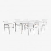Zestaw Rozkładanego Stołu Prostokątnego Starmi O Wymiarach 180x240-100 Cm I 6 Składanych Aluminiowych Krzeseł Ogrodowych Archer. Gardenia Biel - Sklum