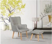 Poltrona estilo escandinavo em tecido "Odense" - 1 lugar - Cinza claro