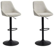 Zestaw 2 stołków barowych ze sztruksu i czarnego metalu - Regulowana wysokość - Kremowy - MASURIE