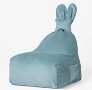 Niebieska pufa ze sztruksu do pokoju dziecięcego