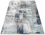 Nowoczesny niebieski dywan z frędzlami G3-G96