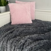 Gruby koc tłoczony z mikrofibry kulki ciemnoszary 160x200 cm