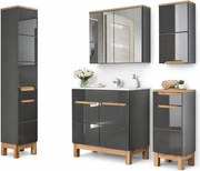 Zestaw mebli łazienkowych stojących z umywalką 80 cm grafit połysk L2-N60
