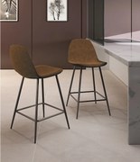 Brigitte - Brązowy stołek ze sztucznej skóry - Zestaw 2 szt.