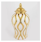 Wazon ceramiczny 30,6x16,2 cm złoty/biały