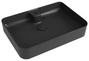 Umywalka ceramiczna nablatowa czarna z otworem na baterię 60x42 cm LERA Black