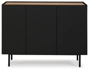 Czarno-naturalna niska komoda w dekorze dębu 110x85 cm Arista – Teulat