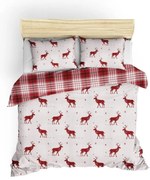 Pościel dwuosobowa z prześcieradłem z domieszką bawełny Mijolnir Geyik Claret Red, 200x220 cm