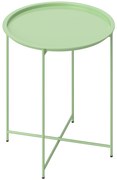 Outsunny Stolik ogrodowy, Okrągły zewnętrzny stolik pomocniczy ze stali z zdejmowaną tacą, składany design, stolik na taras, Zielony