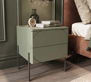 Szafka nocna z dwoma szufladami Sonatia na metalowych nogach 45 cm - oliwka