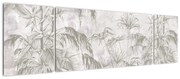 Obraz - Tropikalne rośliny na ścianie w kolorze szarym (170x50 cm)