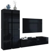 Meblościanka do salonu czarny połysk H5-E30