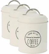 Excellent Houseware Zestaw blaszanych pojemników na żywność 11 x 16 cm, 3 szt., kremowy, S