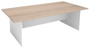 Stół konferencyjny do biura PRIMO WHITE, 240x120 cm, biały/dąb naturalny