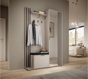 MINIO go for it, Garderoba NEL, z czarnym tapicerowanym siedziskiem, z lustrem, kaszmir/czarny