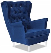 Fotel Uszak Swarovski INDYGO kobalt chabrowy salon