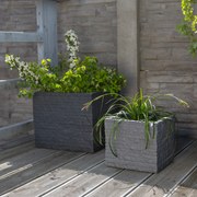 Donica ogrodowa kwadratowa 27 x 27 cm Kubus ceglana szara PATIO