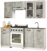 Komplet mebli kuchennych  beton z witryną 180 cm L8-M09