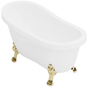 Wanna wolnostojąca retro ze złotymi nogami w kształcie lwich łap – 200 l – 145 x 74 x 77 cm – Biała – NISOS