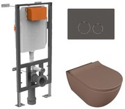 Zestaw LERA stelaż podtynkowy WC z miską wiszącą LERA i przyciskiem w kolorze Cappuccino