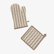 Zestaw Rękawicy I Ściereczki Do Piekarnika Edouard Marrón Arena Claro - Sklum
