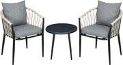 Outsunny Zestaw mebli ogrodowych dla 2 osób z 1 stołem, 2 krzesłami z poduszkami siedziskowymi, zestaw na balkon, stal, szary
