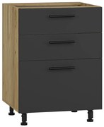 Kuchenna szafka dolna z szufladami dąb craft + antracyt E5-H28