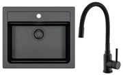 ALVEUS SETA23228 - Zlew kuchenny ATROX+bateria zlewozmywakowa MINTAS 34cm granit/czarny