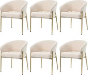 Zestaw 6 krzeseł do jadalni - 58 x 61 x 78 cm - Styl nowoczesny - nogi w kolorze złotym - aksamit - beż
