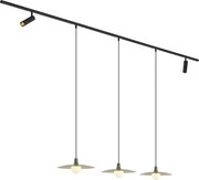 Nowoczesny system szynowy czarny z 2 reflektorami i 3 lampami wiszącymi zielonymi 1-fazowy - Slimline Uzzy Panzi