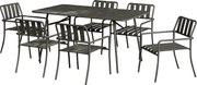 Zestaw mebli jadalnianych ogrodowych z metalu: stół o dł. 160 cm i 6 foteli - Antracytowy - BIRMOS marki MYLIA