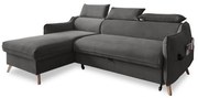 Ciemnoszary aksamitny rozkładany narożnik (lewostronny) Sweet Harmony – Miuform