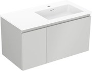 Mexen Orio szafka łazienkowa 90 cm z umywalką Otis prawą, 1S, 1D, szara mat/biała mat - 91A13-09047-3-BBFF62-W18P01