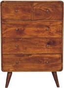 Komoda z 2 szufladami na górze i 3 na dole, z zakrzywionym blatem z orzecha