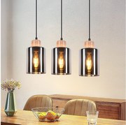 Drewniana lampa wisząca NETTLIFE, lampa wisząca E27, lampa stołowa ze szkła w stylu vintage